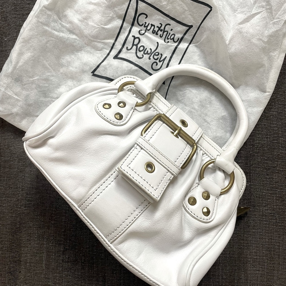 Genuine Leather Very Rare Cynthia Rowley White brown handbag purse like new NWOT